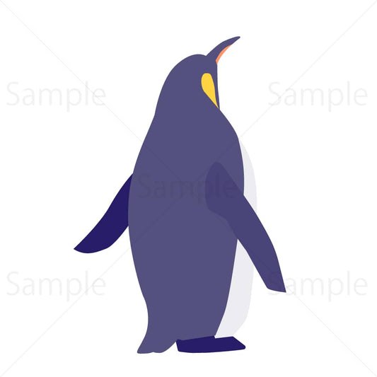 見上げる後ろ姿のペンギンのイラスト素材
