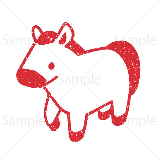 馬（午）ハンコ風のイラスト素材｜素材ごよみ - 季節のイラスト素材販売サイト