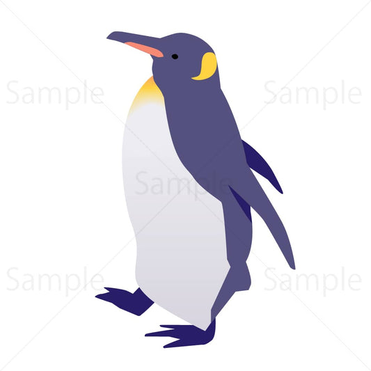 横向きの歩くペンギンのイラスト素材