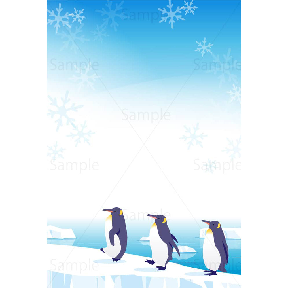 氷上を歩くペンギンのイラスト素材
