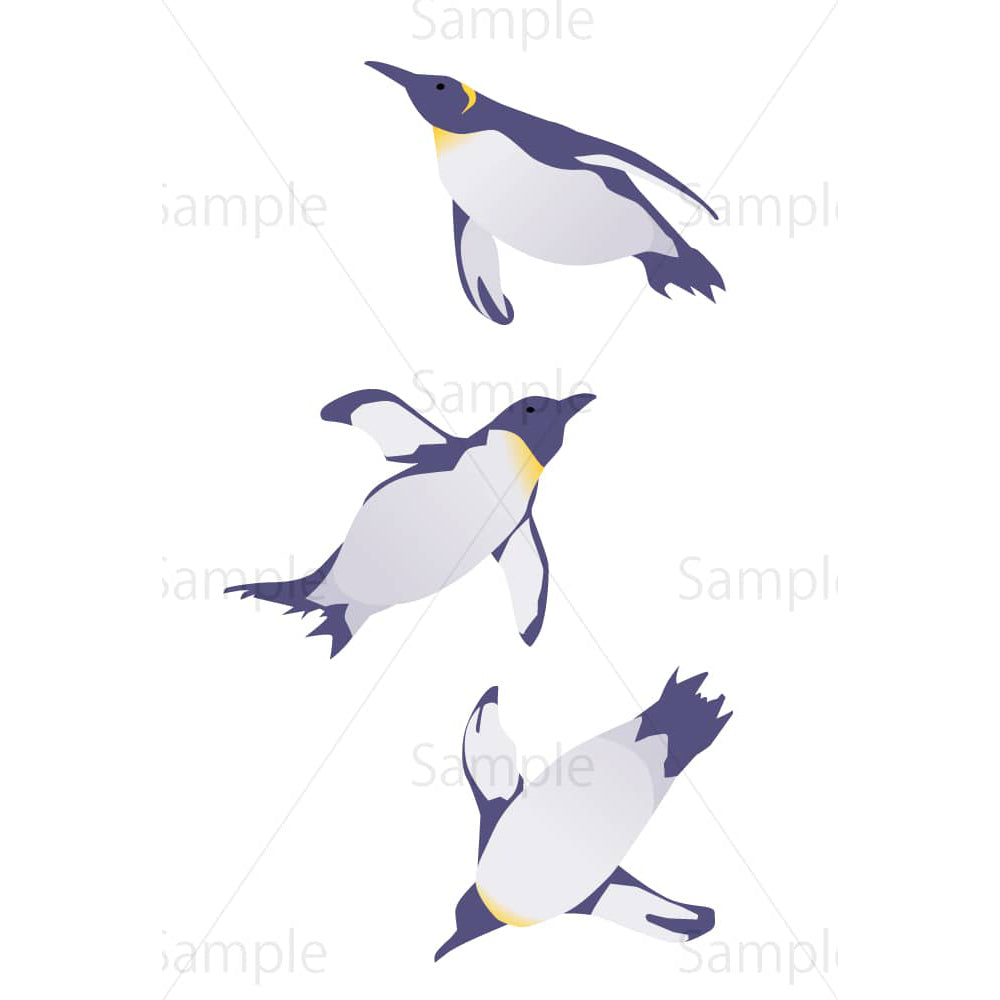 泳ぐペンギンたちのイラスト素材