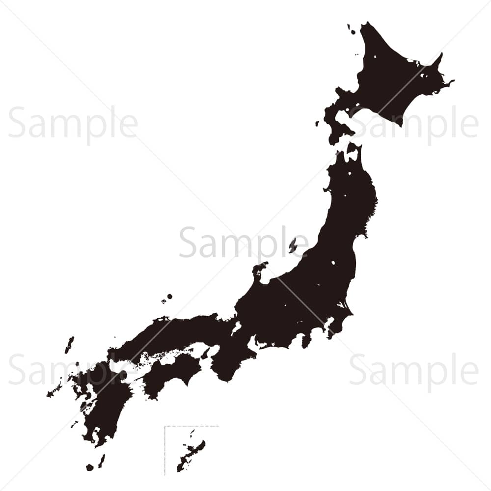 日本地図のシルエットのイラスト素材