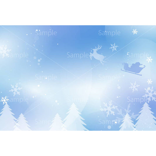 雪降る森のサンタとトナカイ（青）のイラスト素材