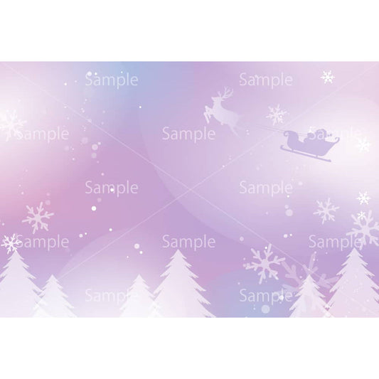 雪降る森のサンタとトナカイ（紫）のイラスト素材