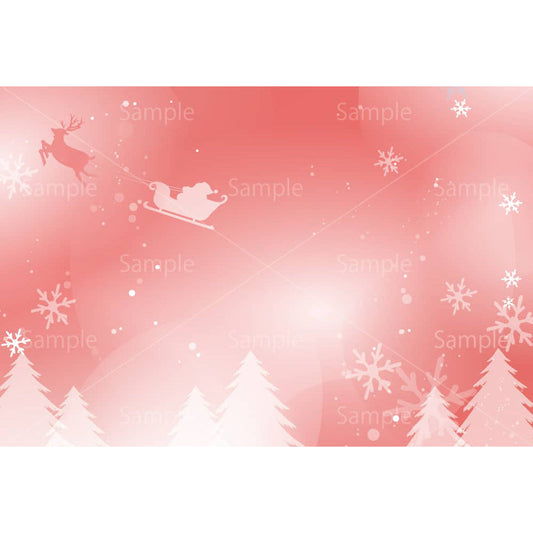 雪降る森のサンタとトナカイ（赤）のイラスト素材