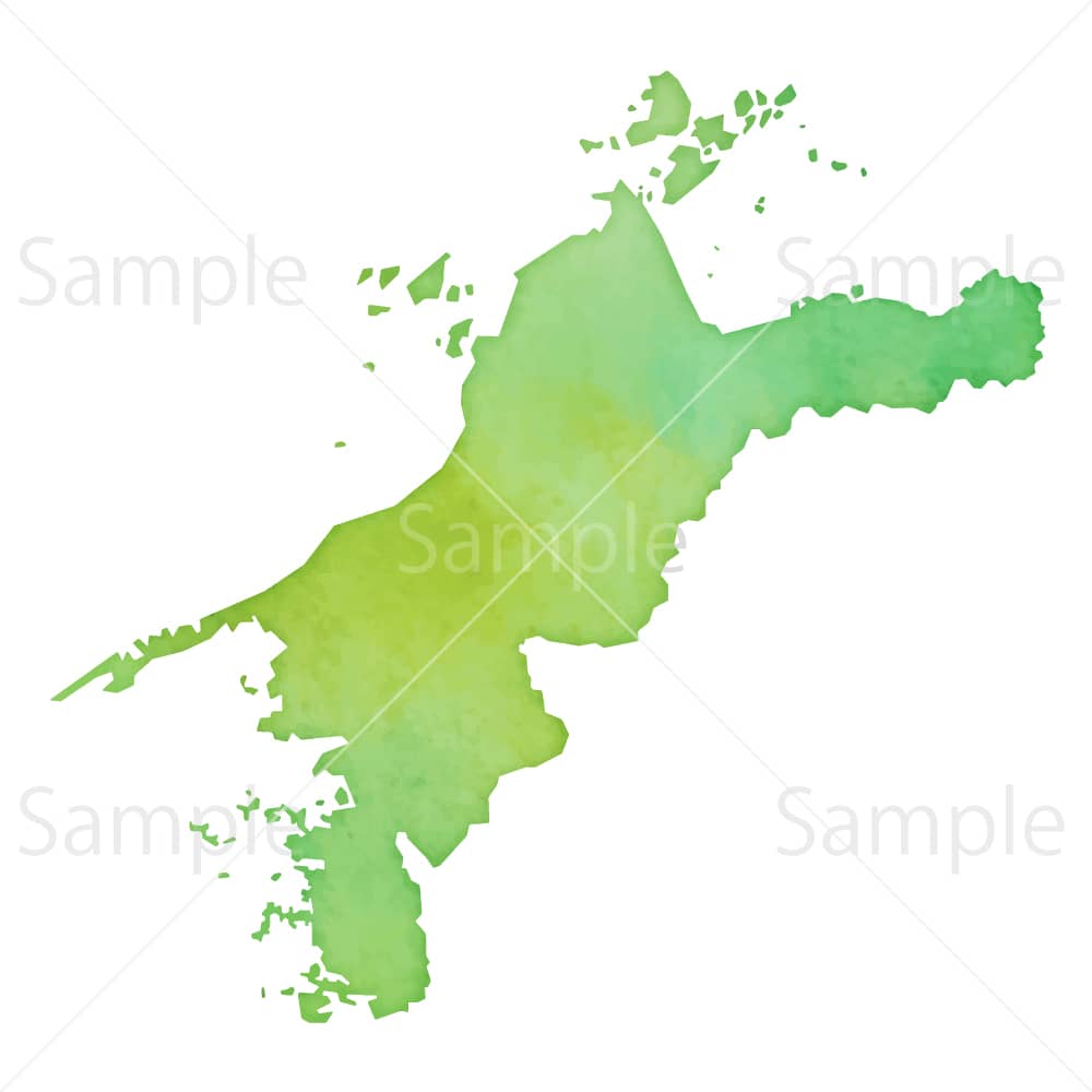 水彩風の地図 愛媛県のイラスト素材