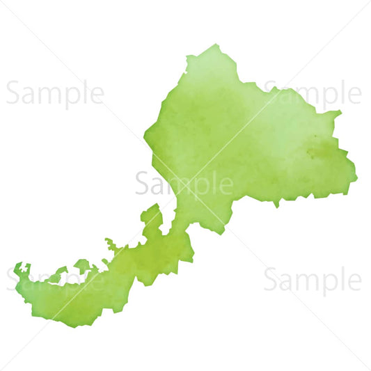 水彩風の地図 福井県のイラスト素材