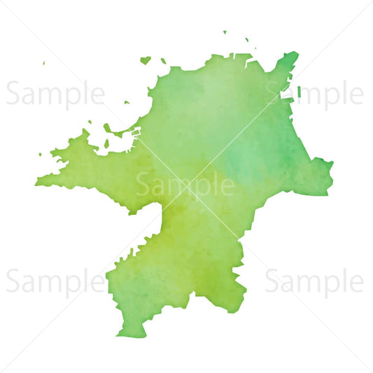 水彩風の地図 福岡県のイラスト素材