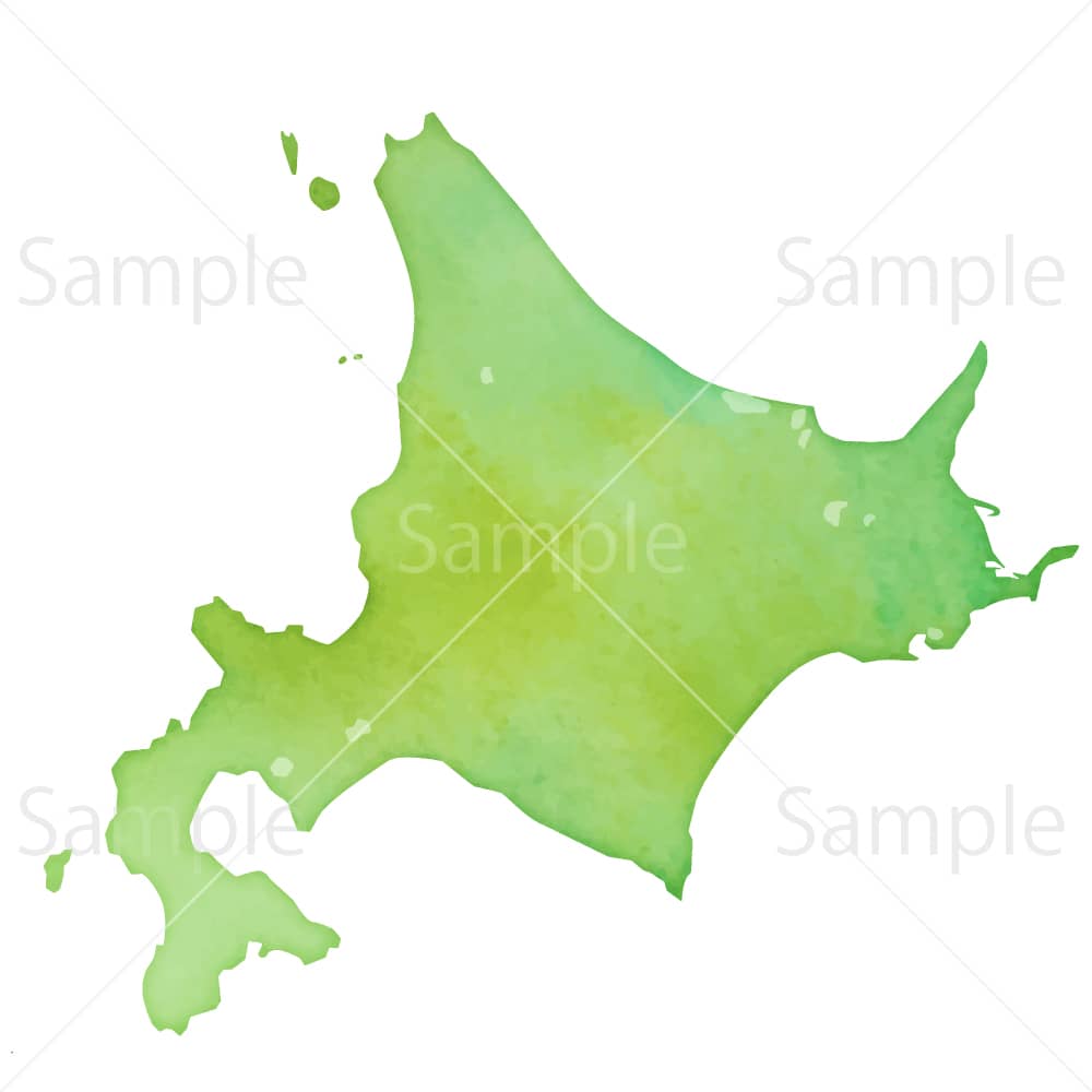 水彩風の地図 北海道のイラスト素材