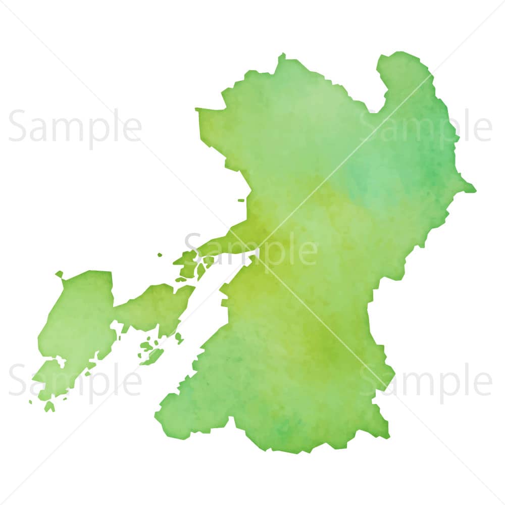 水彩風の地図 熊本県のイラスト素材