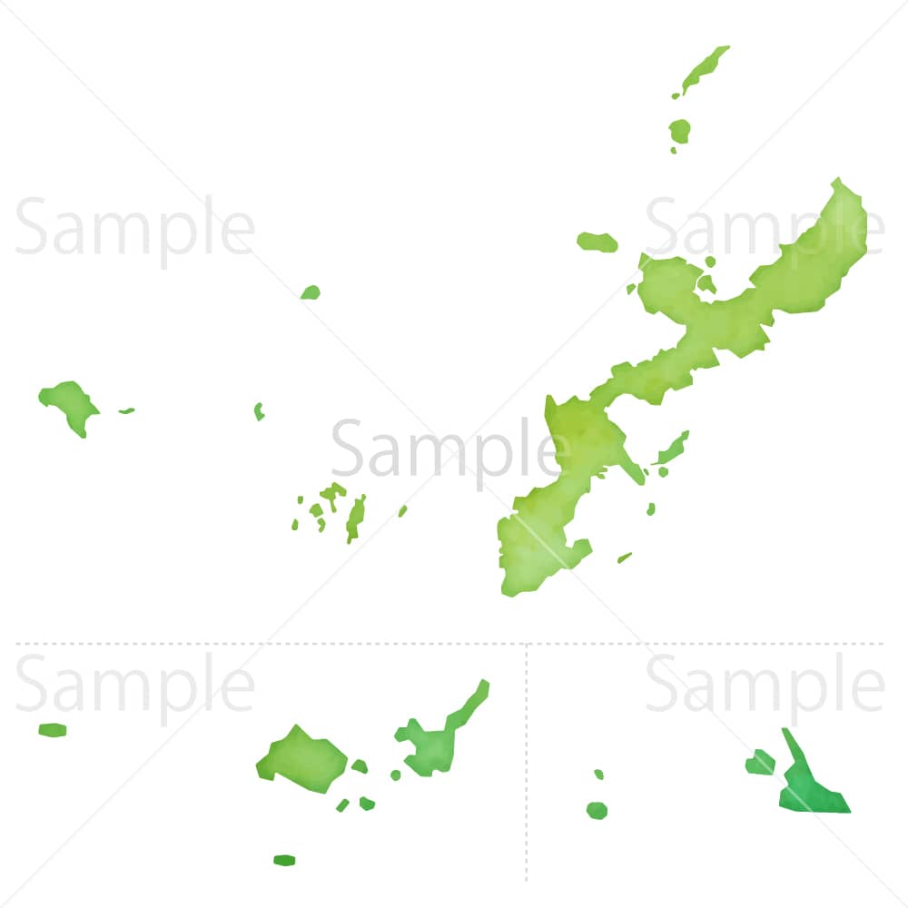 水彩風の地図 沖縄県のイラスト素材