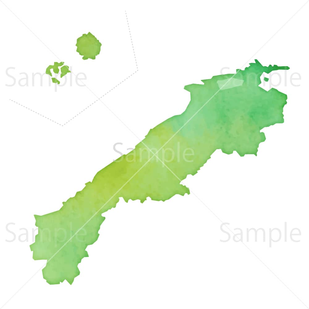 水彩風の地図 島根県のイラスト素材