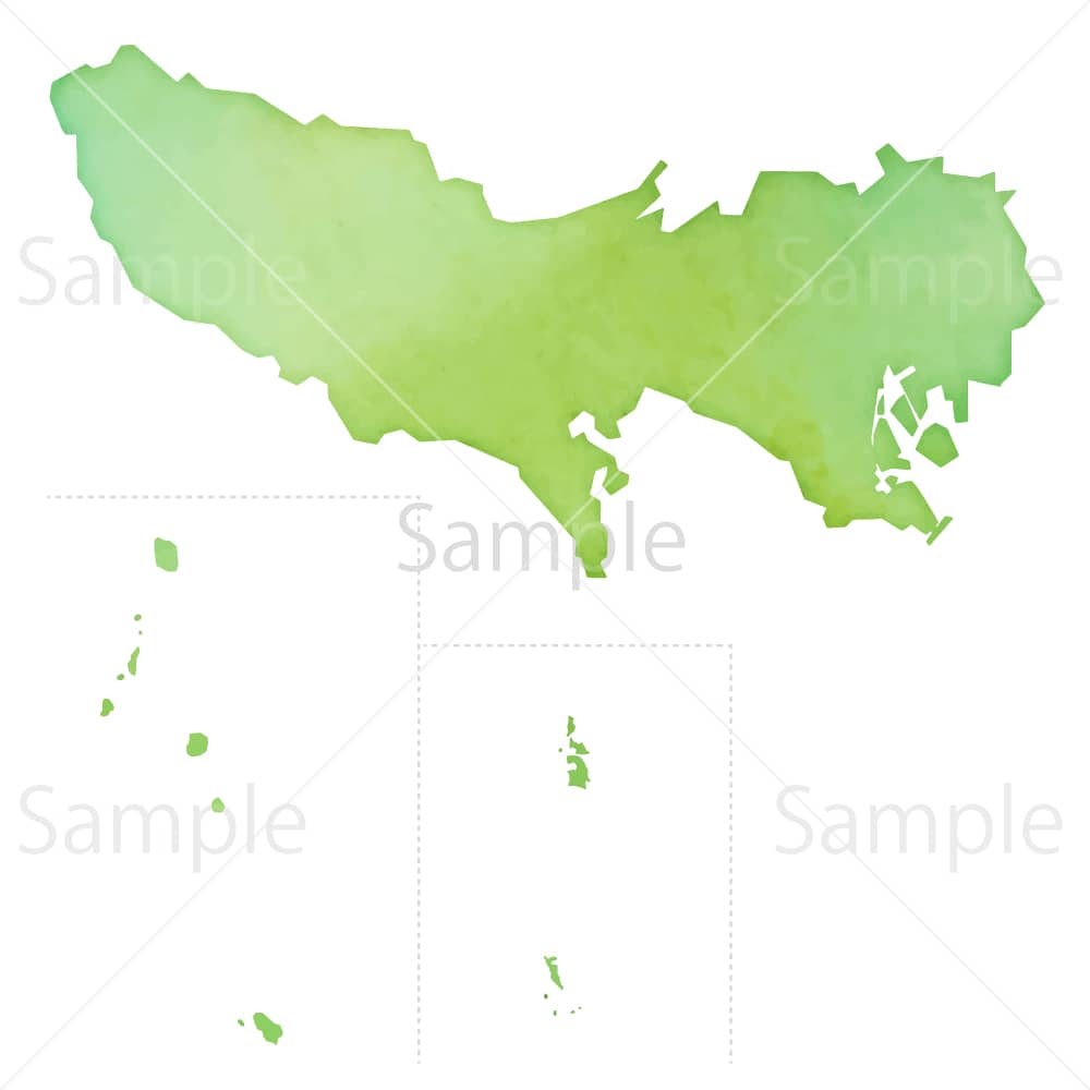 水彩風の地図 東京都のイラスト素材