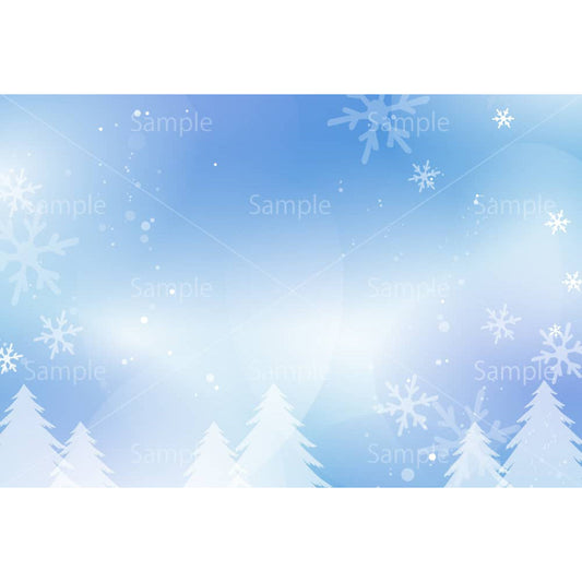 雪降る冬の針葉樹林（青）のイラスト素材