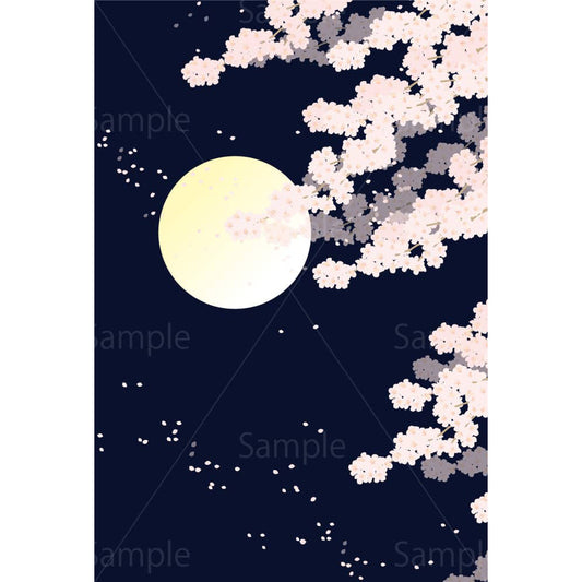 夜桜のイラスト素材