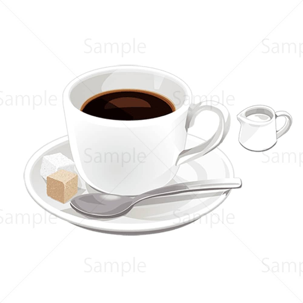 ホットコーヒー（砂糖ミルク付き）のイラスト素材