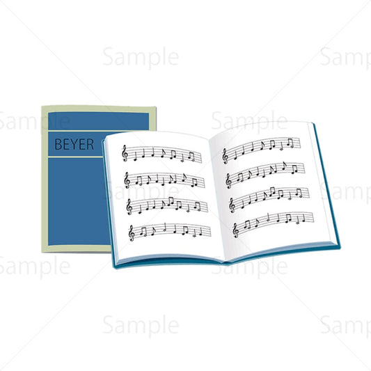 ピアノ教本と楽譜のイラスト素材