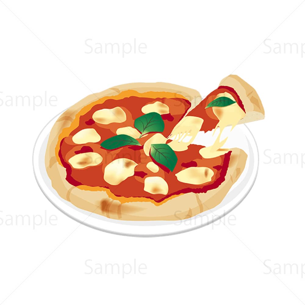 マルゲリータピザのイラスト素材