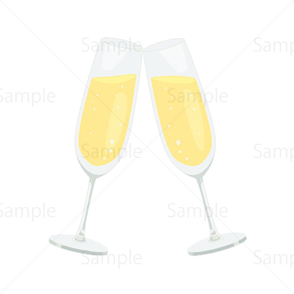シャンパンで乾杯のイラスト素材