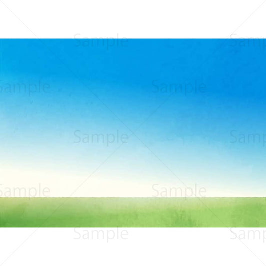 快晴の青空と芝生のイラスト素材
