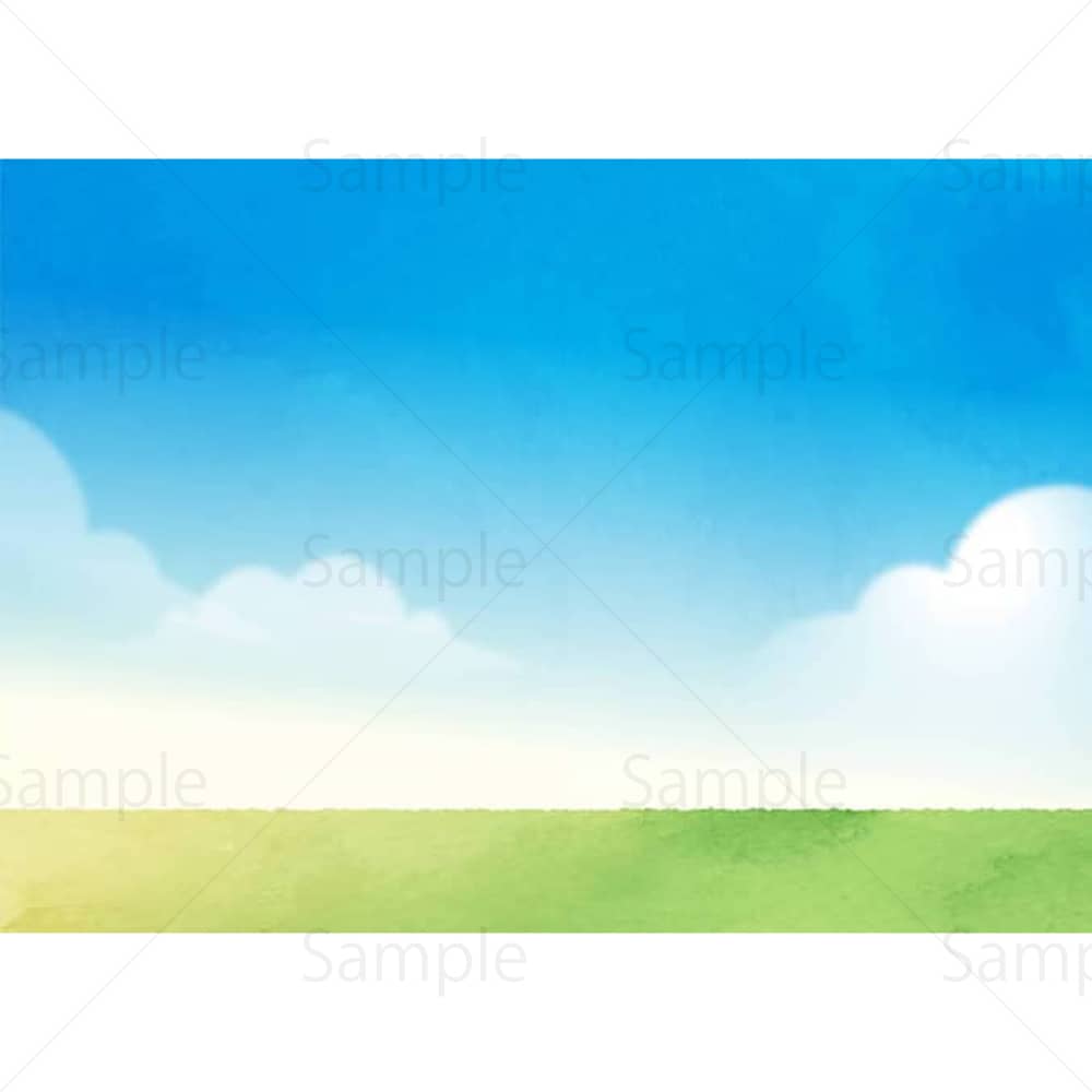 青空と芝生（雲あり1）のイラスト素材