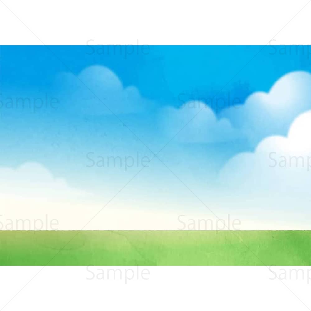 青空と芝生（雲あり2）のイラスト素材