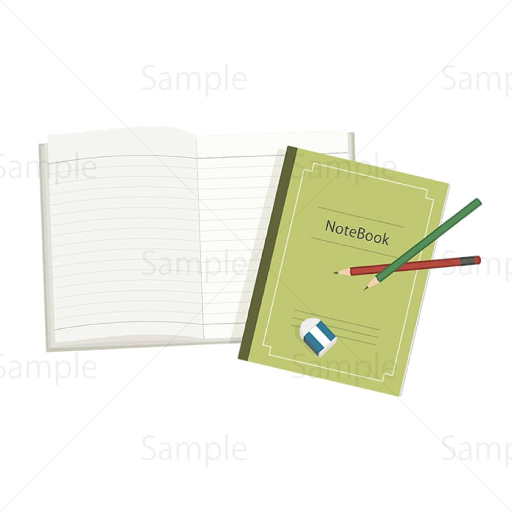 ノートと鉛筆のイラスト素材