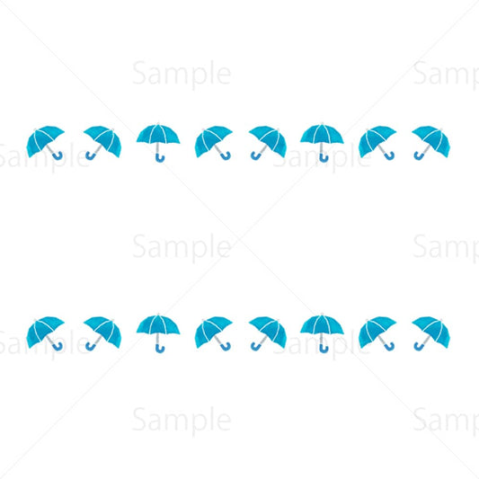 青い傘のライン素材のイラスト素材
