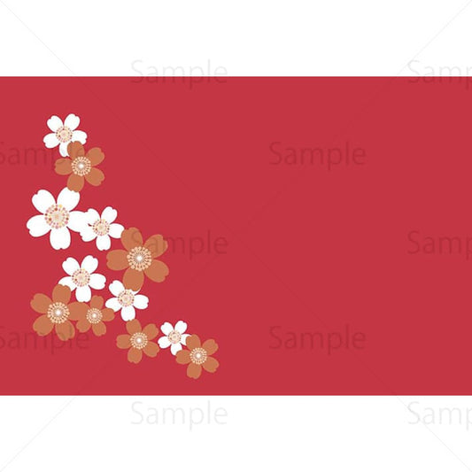 和風の紅の花のカードのイラスト素材