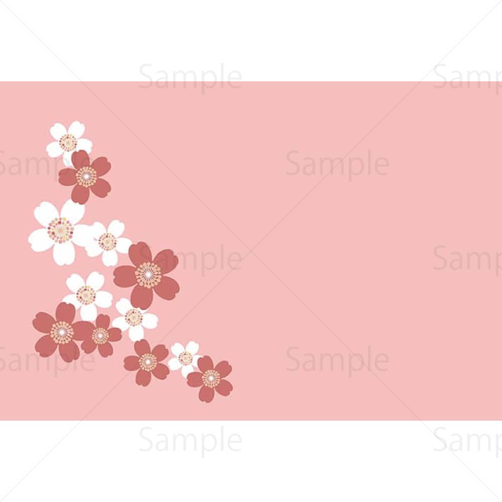 和風の桃色の花のカードのイラスト素材