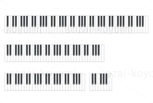 鍵盤  49鍵・61鍵・88鍵（光沢・影あり）のイラスト素材