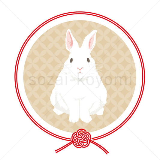 水引飾りにウサギのイラスト素材