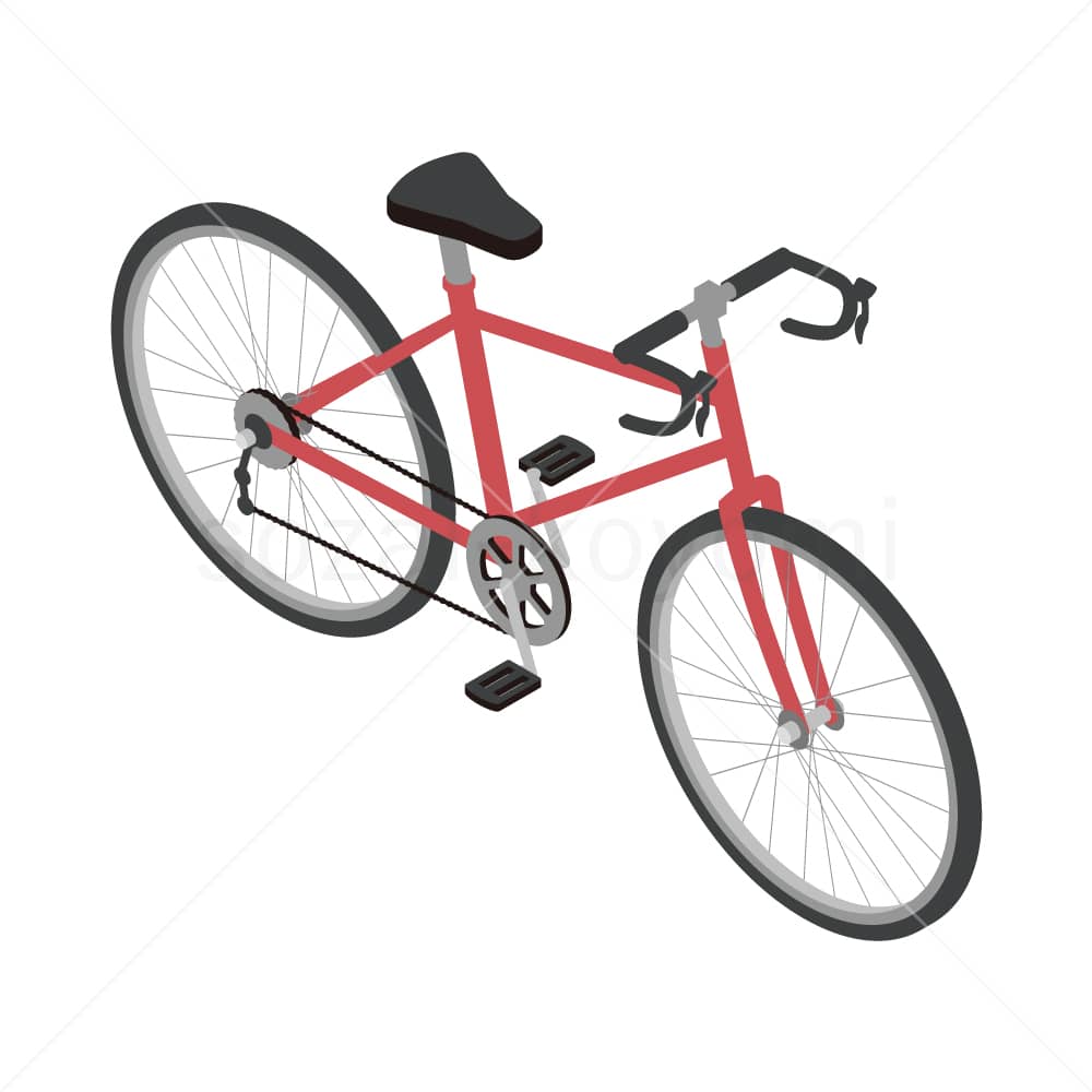 自転車（ロードバイク）のアイソメトリックイラスト素材