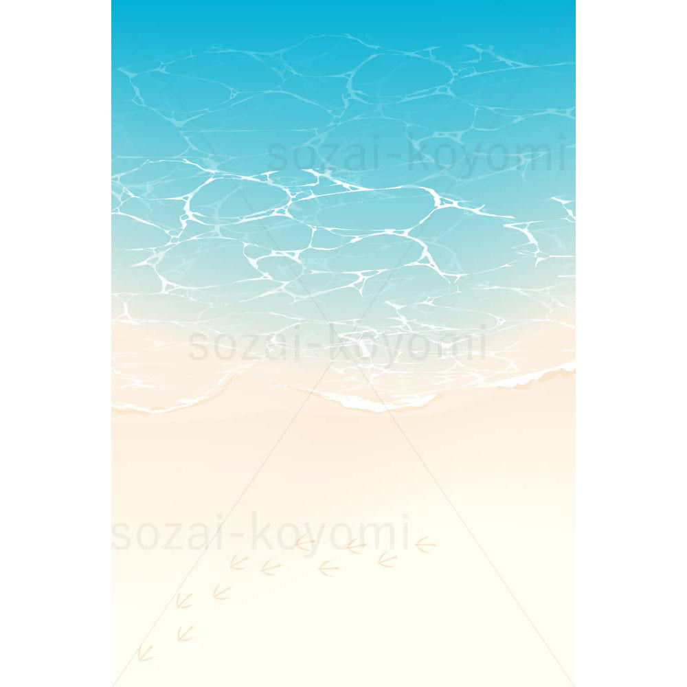 砂浜とカモメの足跡（縦レイアウト）のイラスト素材