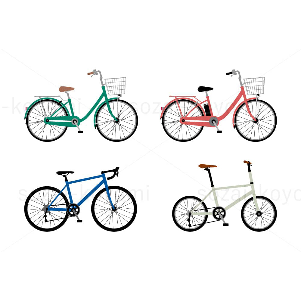 シンプルな自転車のセットイラスト素材