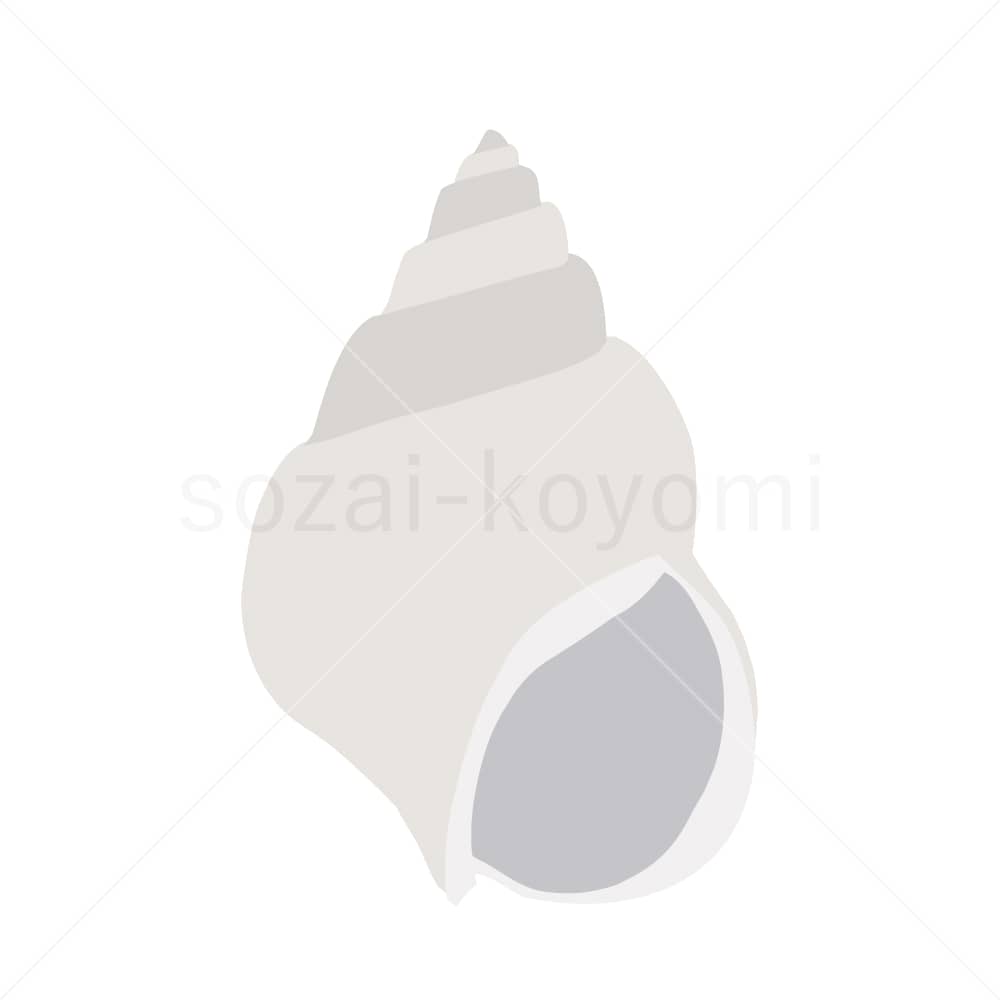 淡いグレーの巻貝のイラスト素材