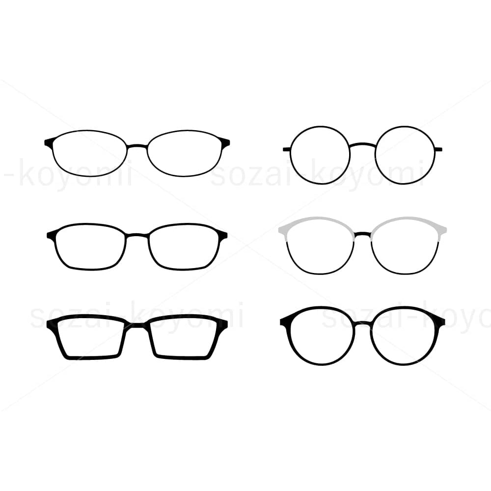 色々なメガネのアイコンのイラスト素材