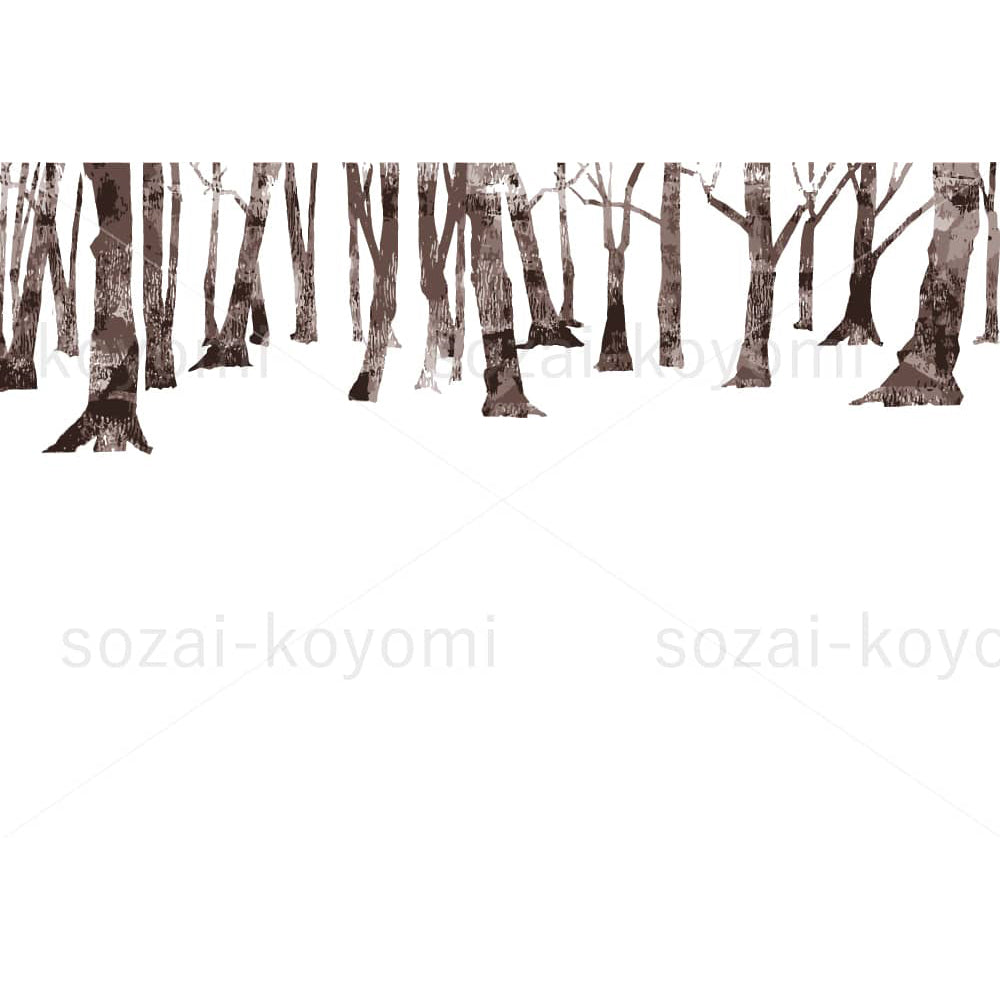 冬の木々（切り絵ハンコ風）のイラスト素材